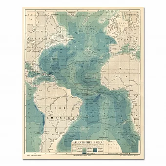 "Атлантический океан" - оригинальная антикварная карта. Дополнительное изображение