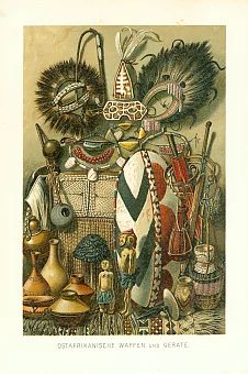 Антикварная гравюра "Африканское оружие". Дополнительное изображение