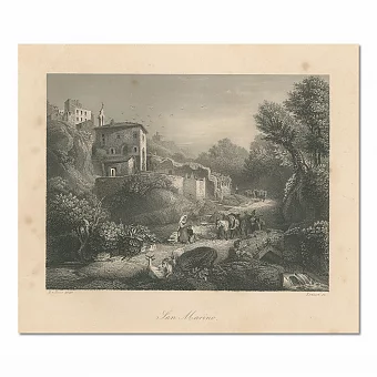 Антикварная гравюра "Сан-Марино" - эксклюзивный подарок. Дополнительное изображение